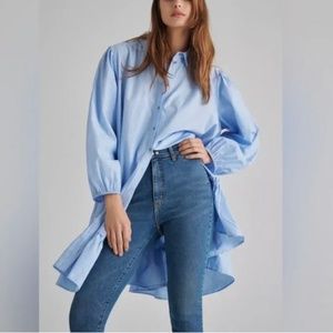 NWT Anthropologie Maeve Sally Blue stripe  Shirtdress dress spring preppy luxury